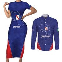 Personalized Italy Campania Couples Matching Short Sleeve Bodycon Dress and Long Sleeve Button Shirt Inspiration Flags Style