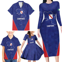 Personalized Italy Campania Family Matching Long Sleeve Bodycon Dress and Hawaiian Shirt Inspiration Flags Style
