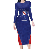 Personalized Italy Campania Family Matching Long Sleeve Bodycon Dress and Hawaiian Shirt Inspiration Flags Style