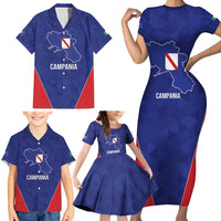 Personalized Italy Campania Family Matching Short Sleeve Bodycon Dress and Hawaiian Shirt Inspiration Flags Style