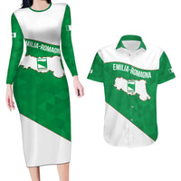 Personalized Italy Emilia-Romagna Couples Matching Long Sleeve Bodycon Dress and Hawaiian Shirt Inspiration Flags Style