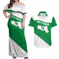 Personalized Italy Emilia-Romagna Couples Matching Off Shoulder Maxi Dress and Hawaiian Shirt Inspiration Flags Style