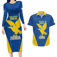 Personalized Italy Friuli-Venezia Giulia Couples Matching Long Sleeve Bodycon Dress and Hawaiian Shirt Inspiration Flags Style
