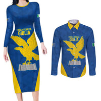 Personalized Italy Friuli-Venezia Giulia Couples Matching Long Sleeve Bodycon Dress and Long Sleeve Button Shirt Inspiration Flags Style