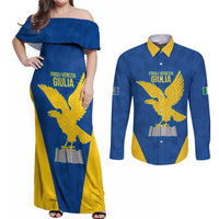 Personalized Italy Friuli-Venezia Giulia Couples Matching Off Shoulder Maxi Dress and Long Sleeve Button Shirt Inspiration Flags Style