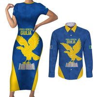 Personalized Italy Friuli-Venezia Giulia Couples Matching Short Sleeve Bodycon Dress and Long Sleeve Button Shirt Inspiration Flags Style