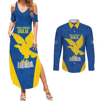 Personalized Italy Friuli-Venezia Giulia Couples Matching Summer Maxi Dress and Long Sleeve Button Shirt Inspiration Flags Style