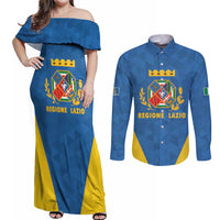 Personalized Italy Lazio Couples Matching Off Shoulder Maxi Dress and Long Sleeve Button Shirt Inspiration Flags Style