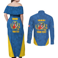 Personalized Italy Lazio Couples Matching Off Shoulder Maxi Dress and Long Sleeve Button Shirt Inspiration Flags Style