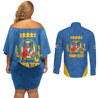 Personalized Italy Lazio Couples Matching Off Shoulder Short Dress and Long Sleeve Button Shirt Inspiration Flags Style