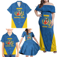 Personalized Italy Lazio Family Matching Off Shoulder Maxi Dress and Hawaiian Shirt Inspiration Flags Style