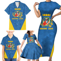 Personalized Italy Lazio Family Matching Short Sleeve Bodycon Dress and Hawaiian Shirt Inspiration Flags Style