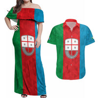 Personalized Italy Liguria Couples Matching Off Shoulder Maxi Dress and Hawaiian Shirt Inspiration Flags Style