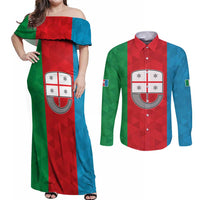 Personalized Italy Liguria Couples Matching Off Shoulder Maxi Dress and Long Sleeve Button Shirt Inspiration Flags Style