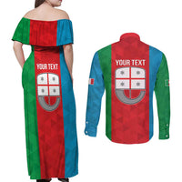 Personalized Italy Liguria Couples Matching Off Shoulder Maxi Dress and Long Sleeve Button Shirt Inspiration Flags Style