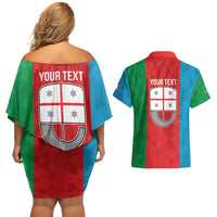 Personalized Italy Liguria Couples Matching Off Shoulder Short Dress and Hawaiian Shirt Inspiration Flags Style