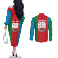 Personalized Italy Liguria Couples Matching Off The Shoulder Long Sleeve Dress and Long Sleeve Button Shirt Inspiration Flags Style