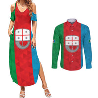 Personalized Italy Liguria Couples Matching Summer Maxi Dress and Long Sleeve Button Shirt Inspiration Flags Style