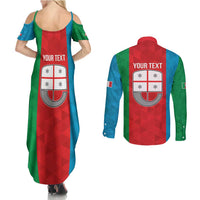 Personalized Italy Liguria Couples Matching Summer Maxi Dress and Long Sleeve Button Shirt Inspiration Flags Style