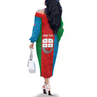 Personalized Italy Liguria Family Matching Off The Shoulder Long Sleeve Dress and Hawaiian Shirt Inspiration Flags Style