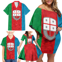 Personalized Italy Liguria Family Matching Off Shoulder Short Dress and Hawaiian Shirt Inspiration Flags Style