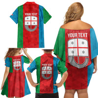 Personalized Italy Liguria Family Matching Off Shoulder Short Dress and Hawaiian Shirt Inspiration Flags Style