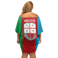 Personalized Italy Liguria Family Matching Off Shoulder Short Dress and Hawaiian Shirt Inspiration Flags Style