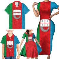 Personalized Italy Liguria Family Matching Short Sleeve Bodycon Dress and Hawaiian Shirt Inspiration Flags Style