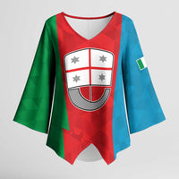 Personalized Italy Liguria Kimono Sleeve Blouse Inspiration Flags Style - Wonder Print Shop