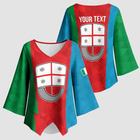 Personalized Italy Liguria Kimono Sleeve Blouse Inspiration Flags Style - Wonder Print Shop