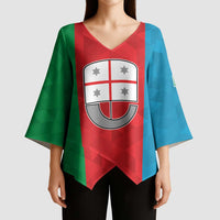 Personalized Italy Liguria Kimono Sleeve Blouse Inspiration Flags Style - Wonder Print Shop
