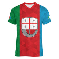 Personalized Italy Liguria Women V-Neck T-Shirt Inspiration Flags Style