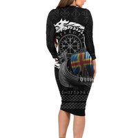 Aland Viking Drakkar Long Sleeve Bodycon Dress Viking Blood - Wonder Print Shop