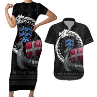 Denmark Viking Drakkar Couples Matching Short Sleeve Bodycon Dress and Hawaiian Shirt Viking Blood - Wonder Print Shop