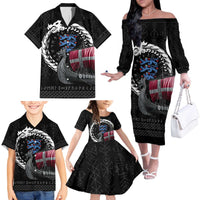 Denmark Viking Drakkar Family Matching Off The Shoulder Long Sleeve Dress and Hawaiian Shirt Viking Blood - Wonder Print Shop