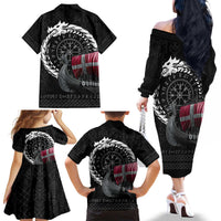 Denmark Viking Drakkar Family Matching Off The Shoulder Long Sleeve Dress and Hawaiian Shirt Viking Blood - Wonder Print Shop