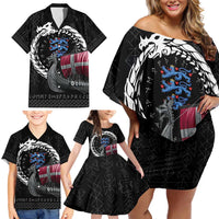 Denmark Viking Drakkar Family Matching Off Shoulder Short Dress and Hawaiian Shirt Viking Blood - Wonder Print Shop