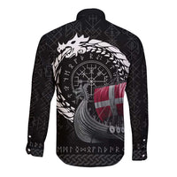 Denmark Viking Drakkar Long Sleeve Button Shirt Viking Blood - Wonder Print Shop