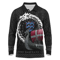 Denmark Viking Drakkar Long Sleeve Polo Shirt Viking Blood - Wonder Print Shop