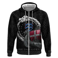 Denmark Viking Drakkar Zip Hoodie Viking Blood - Wonder Print Shop