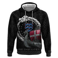 Denmark Viking Drakkar Zip Hoodie Viking Blood - Wonder Print Shop