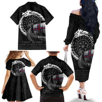 Faroe Islands Viking Drakkar Family Matching Off The Shoulder Long Sleeve Dress and Hawaiian Shirt Viking Blood - Wonder Print Shop