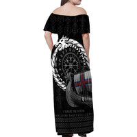 Faroe Islands Viking Drakkar Family Matching Off Shoulder Maxi Dress and Hawaiian Shirt Viking Blood - Wonder Print Shop