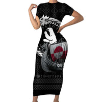 Greenland Viking Drakkar Family Matching Short Sleeve Bodycon Dress and Hawaiian Shirt Viking Blood - Wonder Print Shop