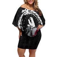 Greenland Viking Drakkar Off Shoulder Short Dress Viking Blood - Wonder Print Shop