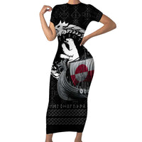 Greenland Viking Drakkar Short Sleeve Bodycon Dress Viking Blood - Wonder Print Shop