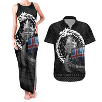 Iceland Viking Drakkar Couples Matching Tank Maxi Dress and Hawaiian Shirt Viking Blood - Wonder Print Shop