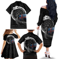 Iceland Viking Drakkar Family Matching Off The Shoulder Long Sleeve Dress and Hawaiian Shirt Viking Blood - Wonder Print Shop
