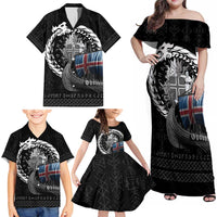 Iceland Viking Drakkar Family Matching Off Shoulder Maxi Dress and Hawaiian Shirt Viking Blood - Wonder Print Shop