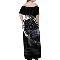 Iceland Viking Drakkar Family Matching Off Shoulder Maxi Dress and Hawaiian Shirt Viking Blood - Wonder Print Shop